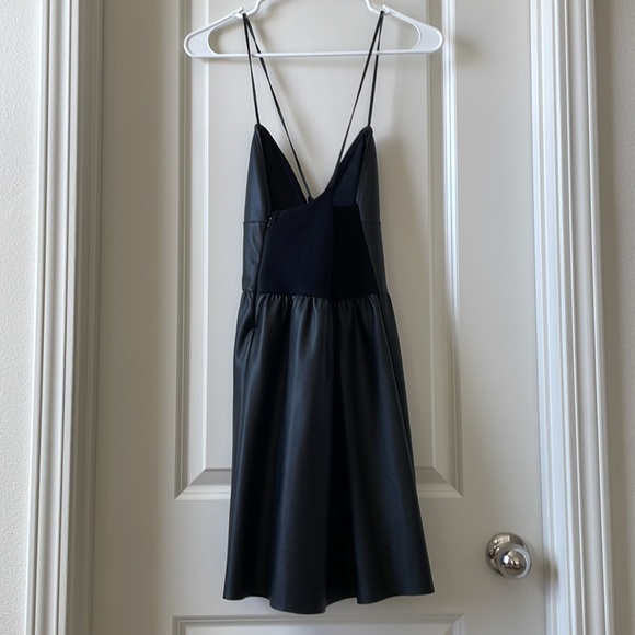 Zara Black Faux Leather Dress with Thin stipe - Picture 4 of 4